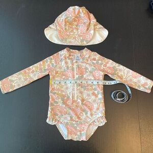 Baby swimsuit set with matching sun hat